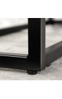 "Zephyr" console in zwart staal en top glas imitatie witte marmer 110 cm
