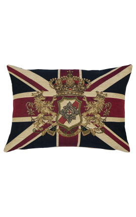 Obdélníkový polštář zdobený anglickou vlajkou s korunou 45 x 30