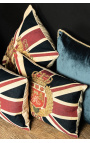 Almofada retangular com decoração da bandeira inglesa e coroa 45 x 30