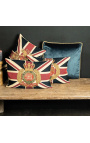 Coixí rectangular amb decoració de bandera anglesa i escut amb corona 45 x 30