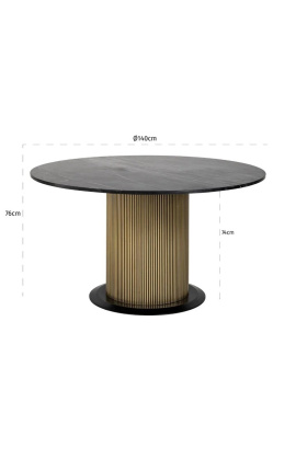 HERMIA okrugli blagovaonski stol s crnim mramorom i pločom od zlatnog mesinga
