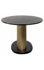 HERMIA ronde salontafel met zwart marmeren blad, goudkleurig messing