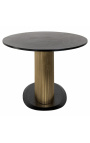 Okrogla klubska mizica HERMIA s ploščo iz črnega marmorja, zlata medenina