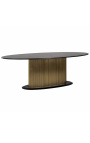 HERMIA ronde salontafel met zwart marmeren blad, goudkleurig messing