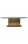 HERMIA ronde salontafel met zwart marmeren blad, goudkleurig messing