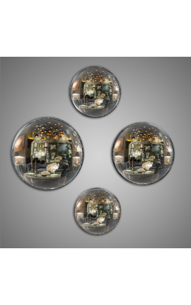 Set aus 4 runden konvexen Spiegeln namens "Hexenspiegel"