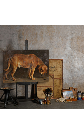 Pintura &quot;Um cachorro Broholmer observando um besouro&quot; - Otto Bache
