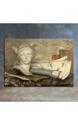 Slikanje "Stilllife z značilnostmi umetnosti s busto Merkurja" - J.B. Simeon-Chardin