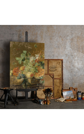Maľovanie &quot;Ovocie a kvety v blízkosti vázy zdobené láskou&quot; - Jan Van Huysum