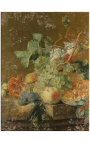 Maling "Frukt og blomster i nærheten av en vas dekorert med kjærlighet" - Jan Van Huysum