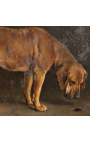 Målning "En Broholmer hund tittar på en skalbagge" - Otto Bache