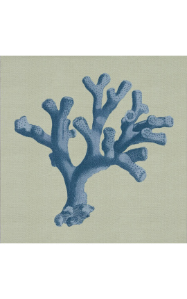 Gravat quadrat d&#039;un corall amb un marc blau sobre fons verd - Chambray model 2