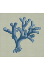 Square engraving of a coral with blue frame on a green background - Chambray 2 model