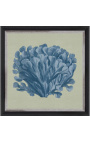 Gravat quadrat d'un corall amb un marc blau sobre fons verd - Chambray model 3