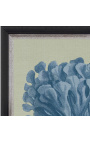 Square engraving of a coral with blue frame on a green background - Chambray 3 model