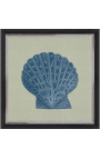 Square engraving of a shell with blue frame on green background - Chambray 6 model