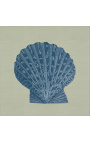 Square engraving of a shell with blue frame on green background - Chambray 6 model