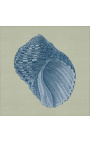 Square engraving of a shell with blue frame on green background - Chambray 8 model