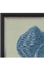 Square engraving of a shell with blue frame on green background - Chambray 8 model