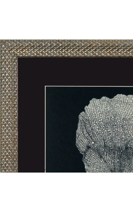 Gravure carrée d&#039;un corail avec cadre argenté 40 x 40 - Modèle 1