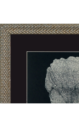 Square engraving of a coral with frame silveré 40 x 40 - Model 1