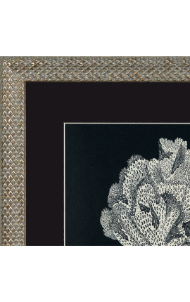 Gravure carrée d&#039;un corail avec cadre argenté 40 x 40 - Modèle 2