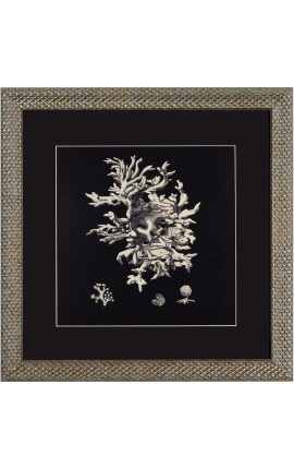Квадратная гравюра коралла с серебряной рамкой 40 x 40 - Модель 3