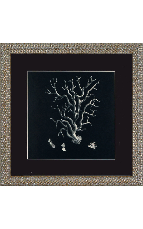 Plajă gravarea unui coral cu ram de argint 40 x 40 - Modelul 4