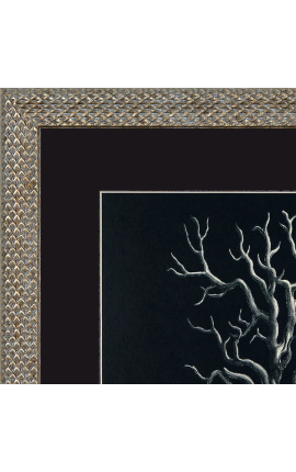 Квадратная гравюра с изображением коралла в серебряной рамке 40 x 40 - Модель 4