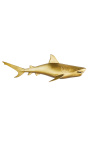 Большое золотое алюминиевое настенное украшение "Акула" Левая