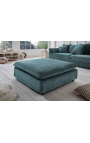 Grote vierkante bank 100 cm CELESTE blauw petrol fluweel