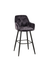 Set of 2 bar chairs "Tokyo" design in grey velvet