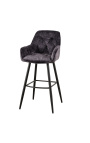 Set of 2 bar chairs "Tokyo" design in grey velvet