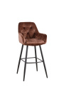 Ensemble de 2 chaises de bar "Tokyo" design en velours marron