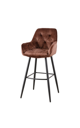 Ensemble de 2 chaises de bar &quot;Tokyo&quot; design en velours marron