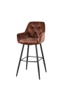 Ensemble de 2 chaises de bar "Tokyo" design en velours marron