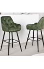 Conjunt de 2 cadires de bar de disseny "Tòquio" de vellut verd