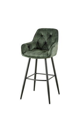 Set of 2 bar chairs &quot;Tokyo&quot; green velvet design