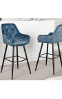 Ensemble de 2 chaises de bar "Tokyo" design en velours bleu