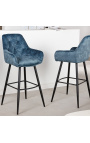 Σετ με 2 καρέκλες bar "Tokyo" σχέδιο μπλε βελούδο