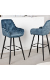 Conjunto de 2 cadeiras de bar design Tokyo em veludo azul