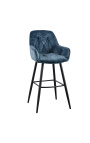 Set of 2 bar chairs "Tokyo" blue velvet design