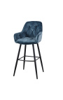 Set of 2 bar chairs "Tokyo" blue velvet design