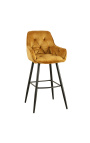 Set of 2 bar chairs "Tokyo" design in mustard velvet