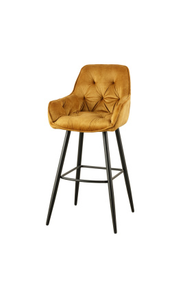 2 bar stoelen &quot;Tokio&quot; ontwerp in mustard velvet