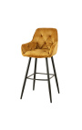 Set of 2 bar chairs "Tokyo" design in mustard velvet