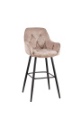 Set of 2 bar chairs "Tokyo" design in greige velvet