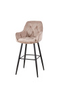 Set of 2 bar chairs "Tokyo" design in greige velvet