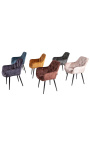 Set of 2 dining chairs "Tokyo" contemporary greige velvet