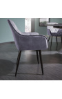 Ensemble de 2 chaises de repas "Tokyo" design en velours gris